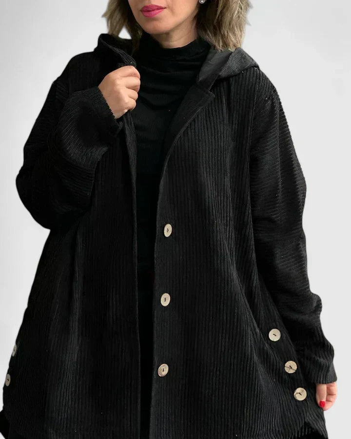 Carolyn - Women's Corduroy Hooded Shirt Jacket
