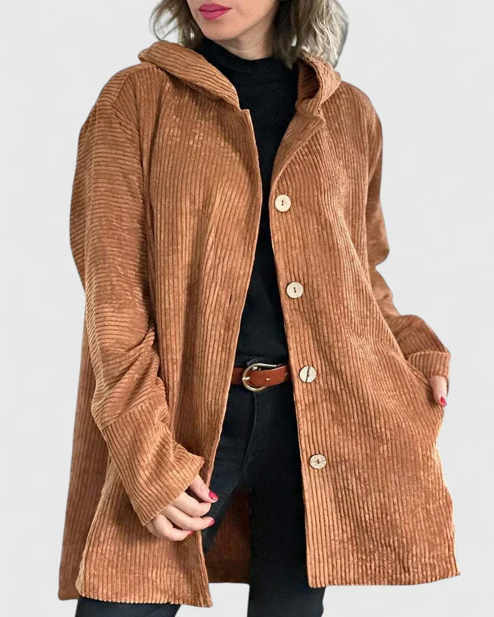 Carolyn - Women's Corduroy Hooded Shirt Jacket