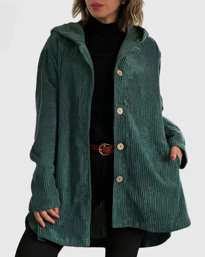 Carolyn - Women's Corduroy Hooded Shirt Jacket