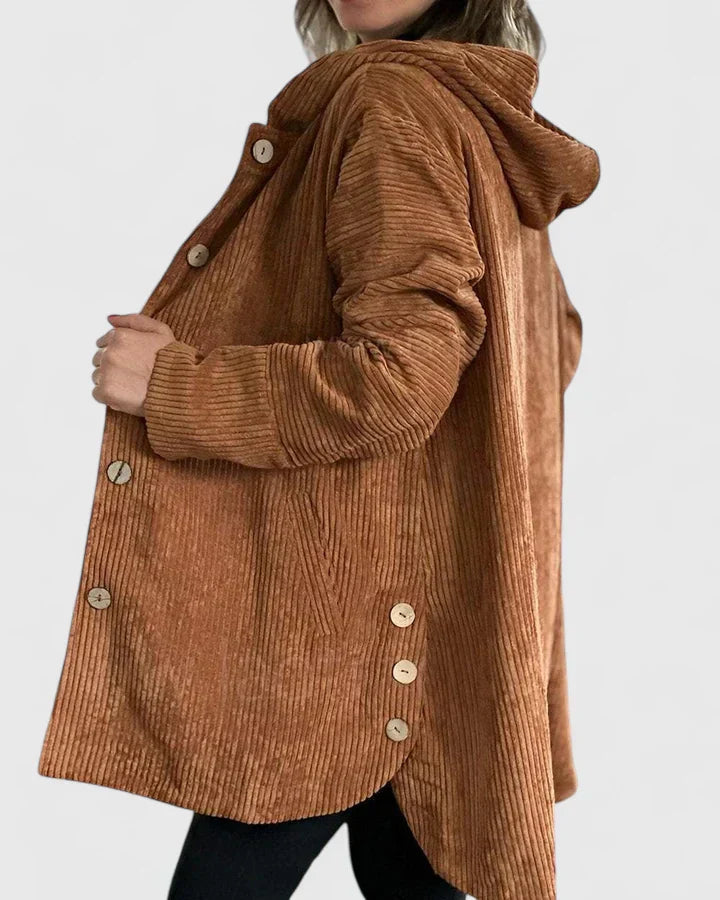 Carolyn - Women's Corduroy Hooded Shirt Jacket