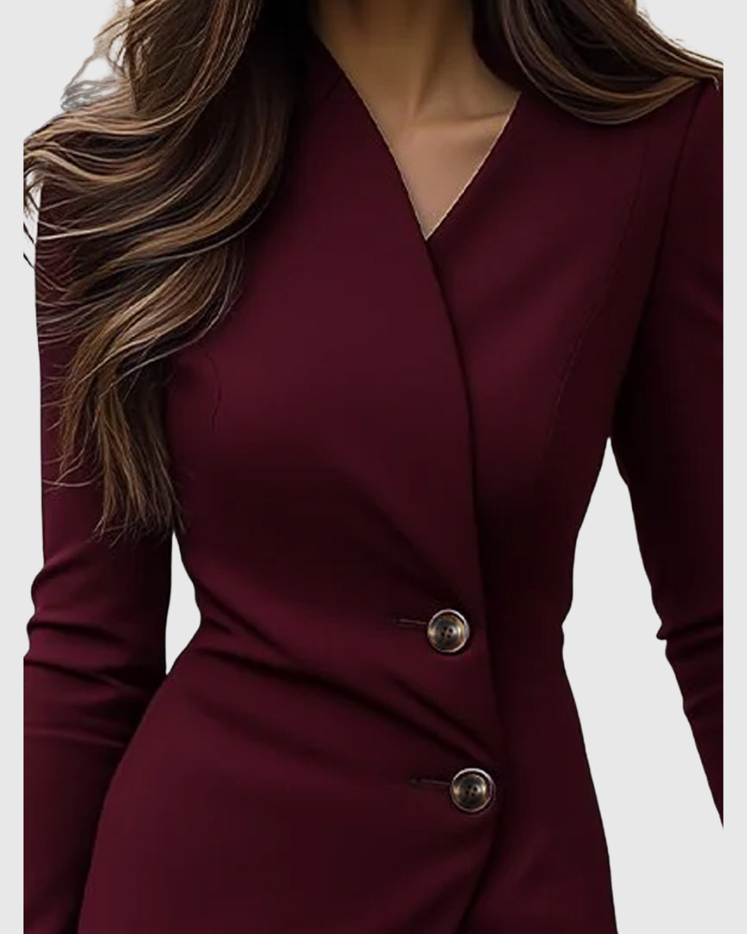 Cassandra - Women's Wrap-Style Button-Front Midi Dress