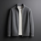 Cassian - Men's Merino Zip Jacket with Ribbed Collar