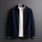 Cassian - Men's Merino Zip Jacket with Ribbed Collar