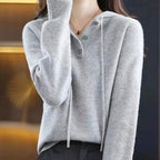 Cecilia - Women's Ribbed Hooded Button-Front Sweater
