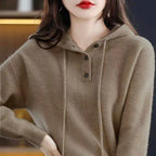 Cecilia - Women's Ribbed Hooded Button-Front Sweater