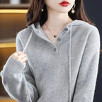 Cecilia - Women's Ribbed Hooded Button-Front Sweater