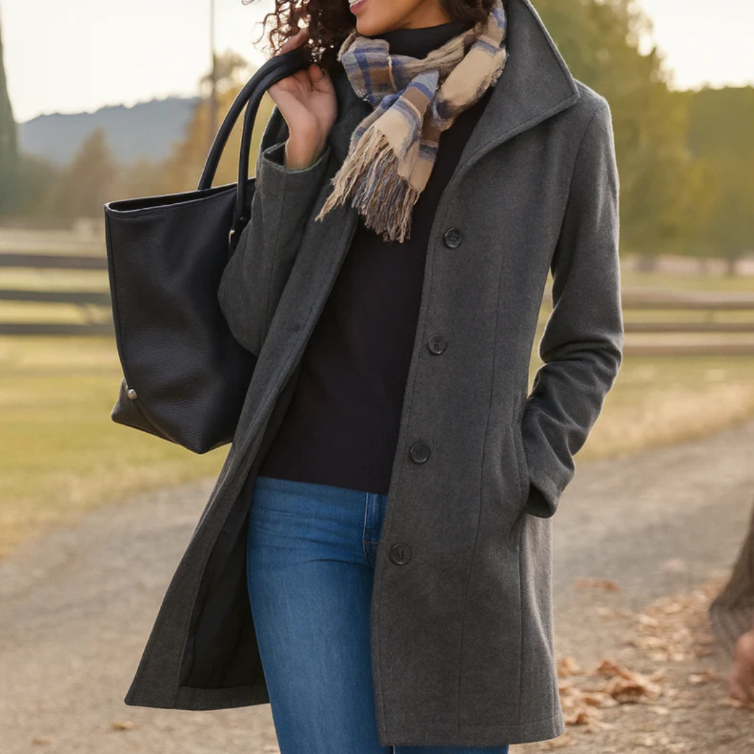 Cecilia - Women's Wool Button-Front Coat