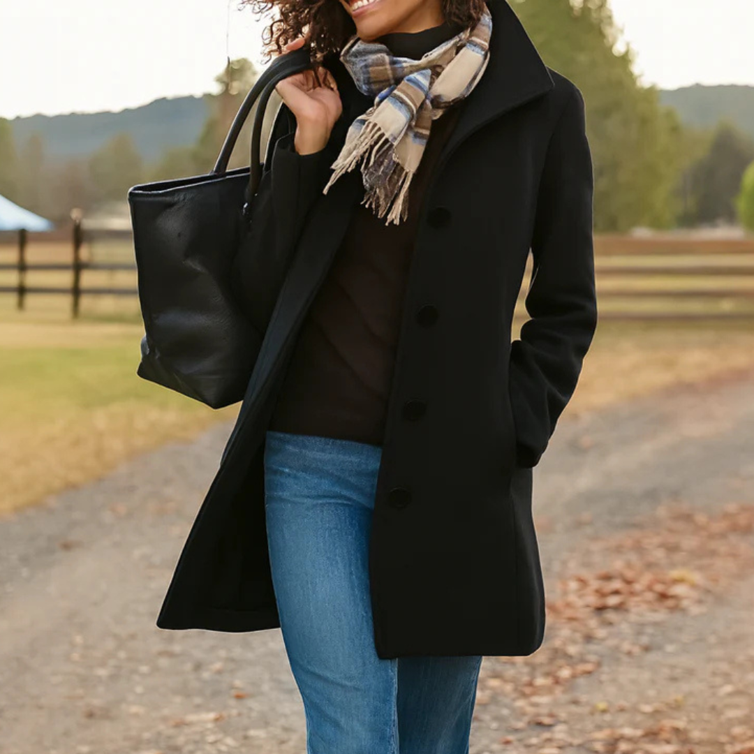 Cecilia - Women's Wool Button-Front Coat