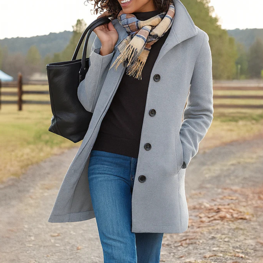 Cecilia - Women's Wool Button-Front Coat
