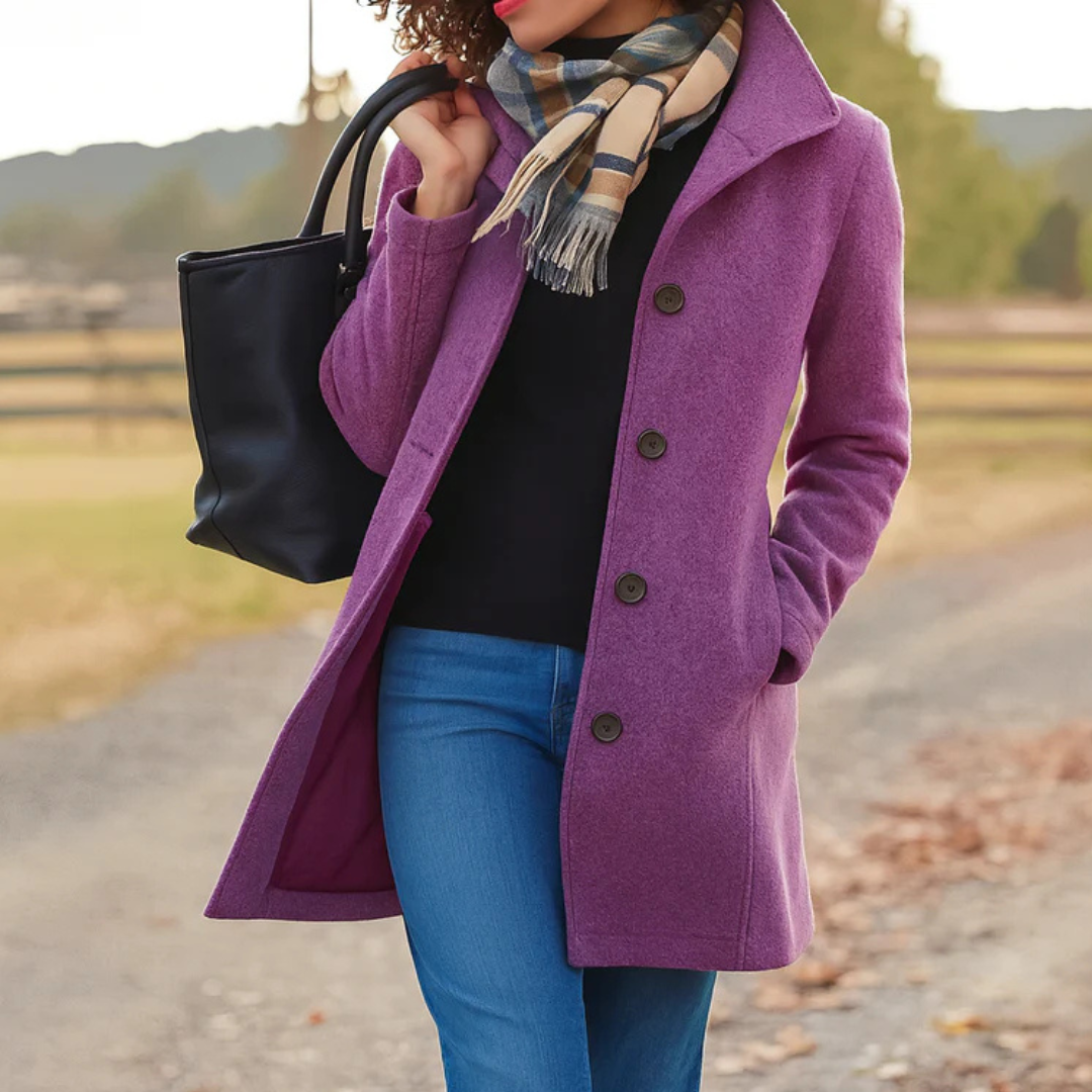 Cecilia - Women's Wool Button-Front Coat