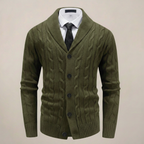 Cedric - Men's Shawl Collar Cable-Knit Cardigan