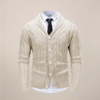 Cedric - Men's Shawl Collar Cable-Knit Cardigan