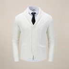 Cedric - Men's Shawl Collar Cable-Knit Cardigan
