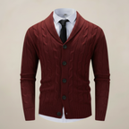 Cedric - Men's Shawl Collar Cable-Knit Cardigan