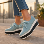 Celeste - Women's Glossy Platform Lace-Up Sneakers