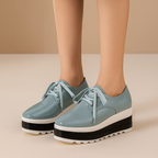 Celeste - Women's Glossy Platform Lace-Up Sneakers