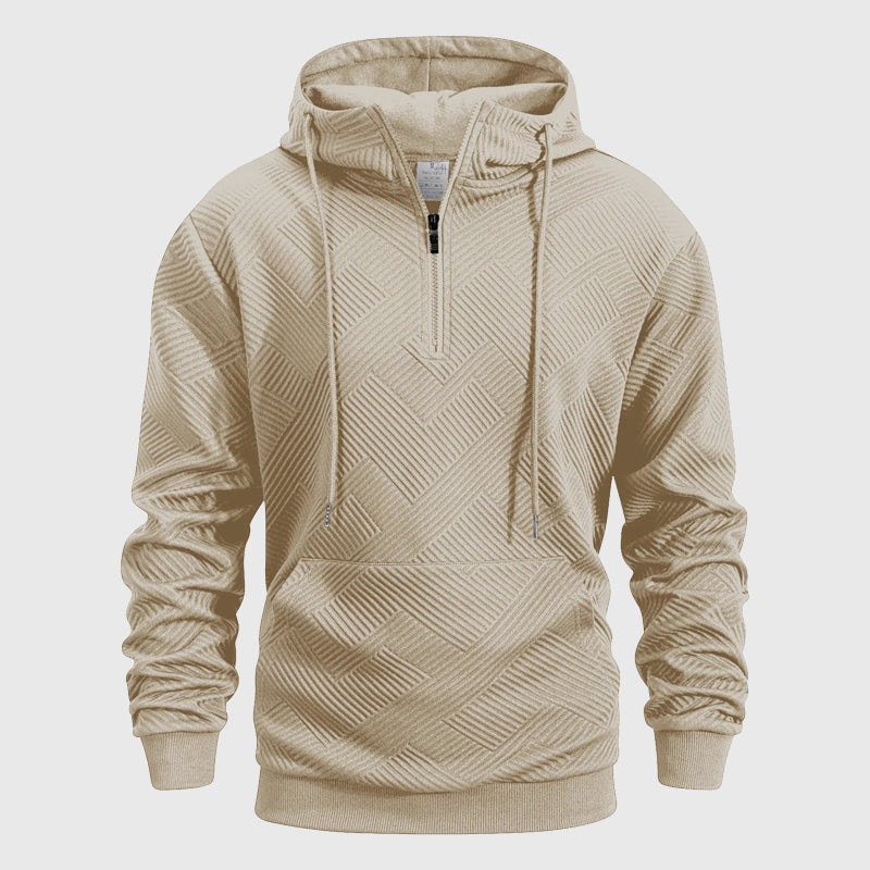 Cian- Men's Geometric Textured Quarter-Zip Hoodie