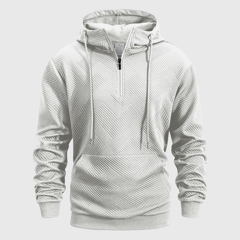 Cian- Men's Geometric Textured Quarter-Zip Hoodie