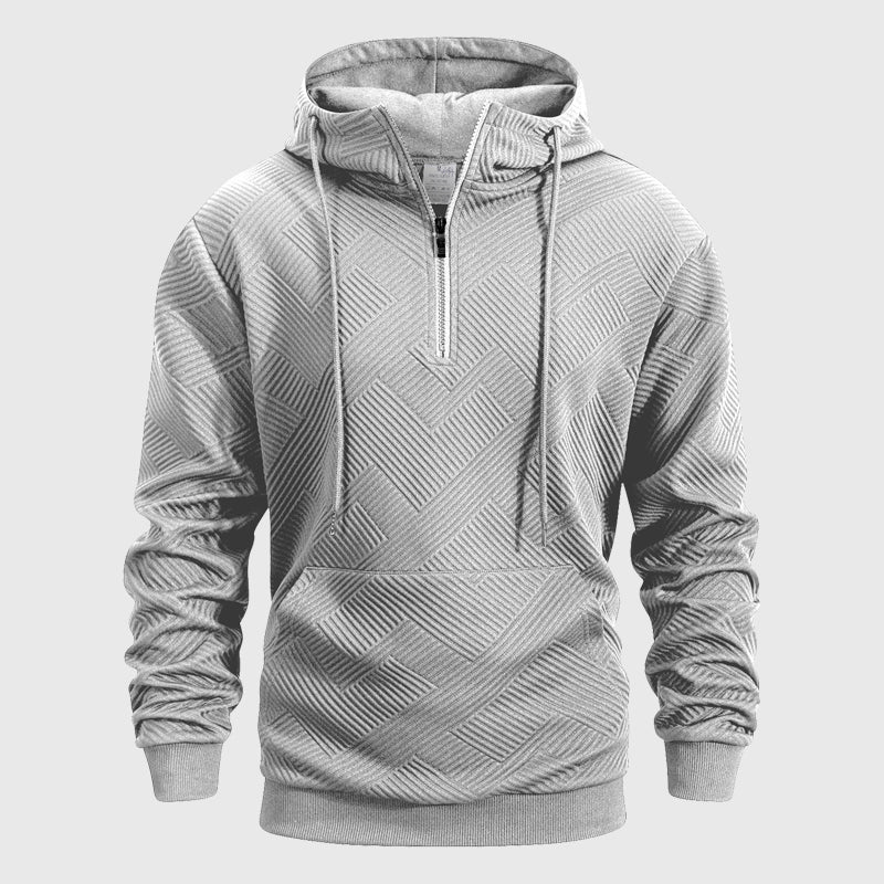 Cian- Men's Geometric Textured Quarter-Zip Hoodie