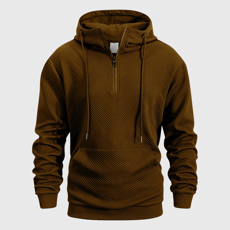 Cian- Men's Geometric Textured Quarter-Zip Hoodie