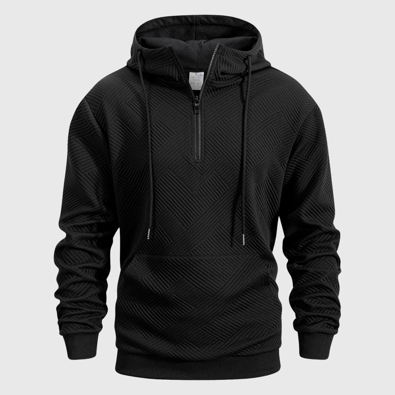 Cian- Men's Geometric Textured Quarter-Zip Hoodie
