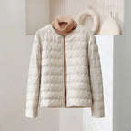 Cindy - Women's Wave-Quilted Puffer Jacket with Crew Neck