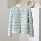 Cindy - Women's Wave-Quilted Puffer Jacket with Crew Neck