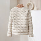 Cindy - Women's Wave-Quilted Puffer Jacket with Crew Neck
