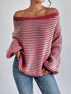 Dorothy - Women's Striped Lantern-Sleeve Pullover