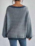 Dorothy - Women's Striped Lantern-Sleeve Pullover