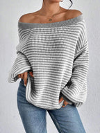 Dorothy - Women's Striped Lantern-Sleeve Pullover