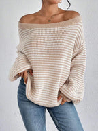 Dorothy - Women's Striped Lantern-Sleeve Pullover