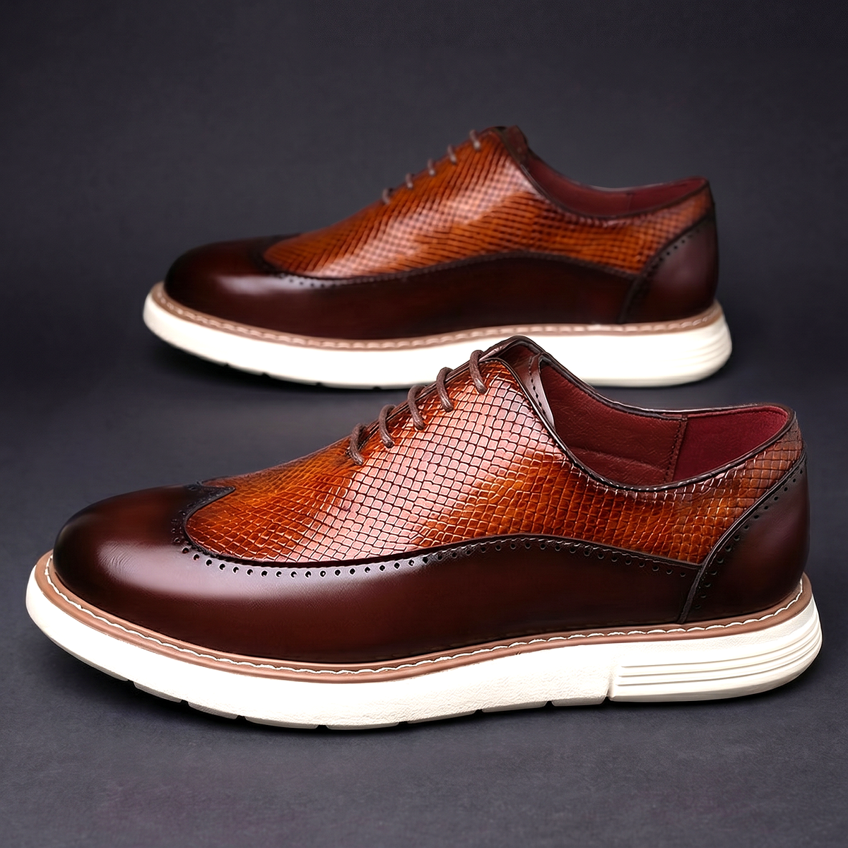 Edmund - Men's Wingtip Oxfords with Textured Leather
