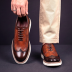 Edmund - Men's Wingtip Oxfords with Textured Leather