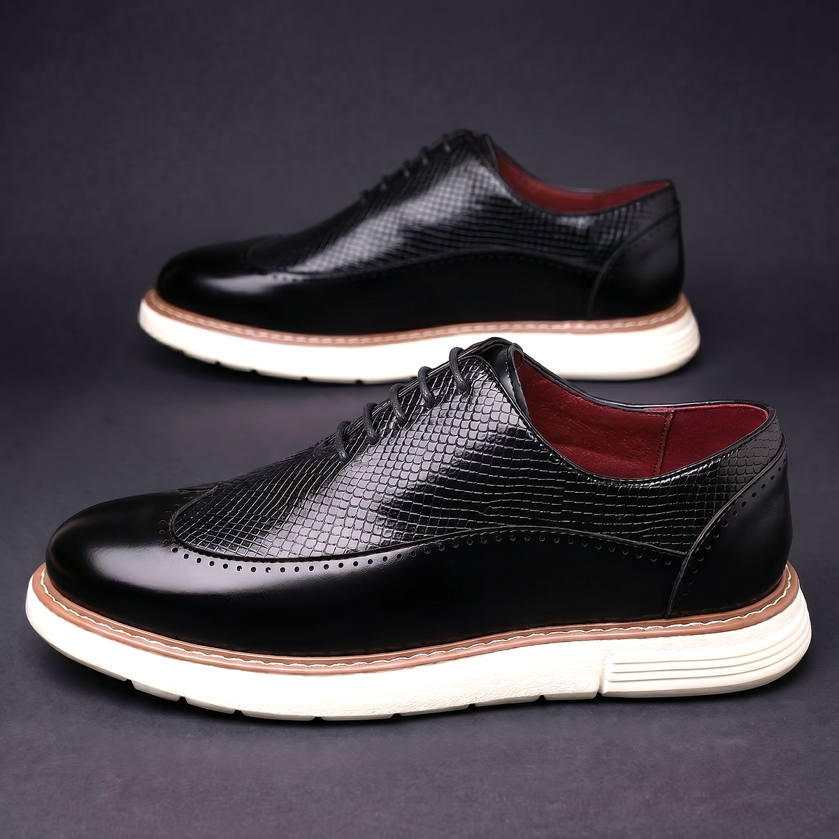 Edmund - Men's Wingtip Oxfords with Textured Leather