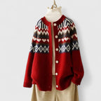 Edna - Women's Jacquard Button-Front Cardigan