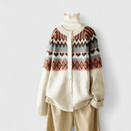 Edna - Women's Jacquard Button-Front Cardigan