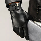 Edward - Men's Genuine Leather Gloves with Snap-Closure Wrist Strap