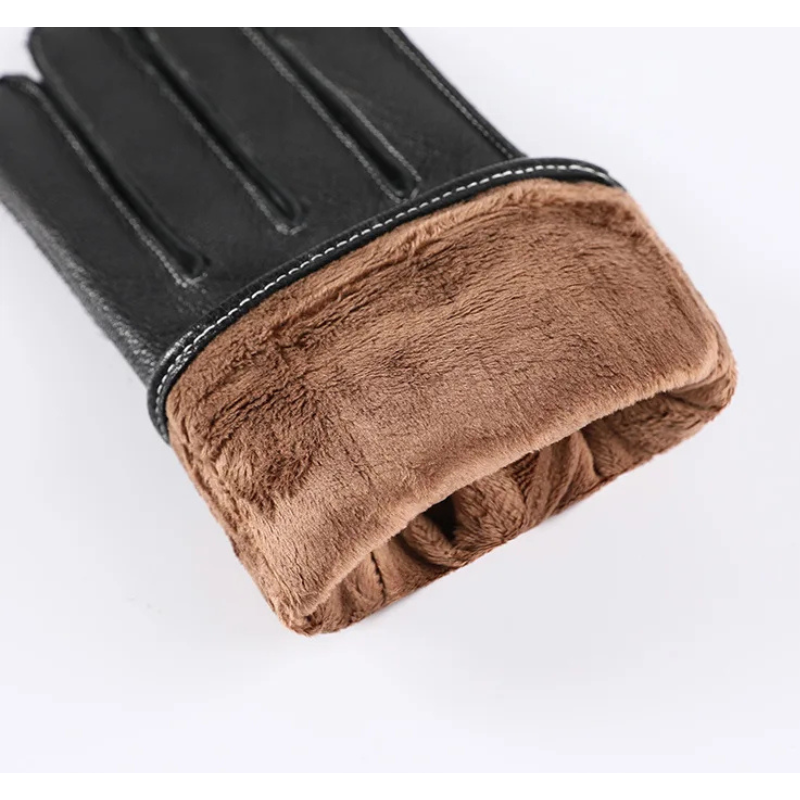 Edward - Men's Genuine Leather Gloves with Snap-Closure Wrist Strap