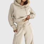 Elaina - Women's Cropped Hoodie & Wide-Leg Lounge Pants Set