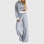 Elaina - Women's Cropped Hoodie & Wide-Leg Lounge Pants Set