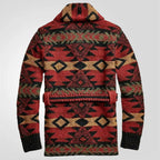 Elias - Men's Belted Shawl Collar Cardigan with Geometric Knit