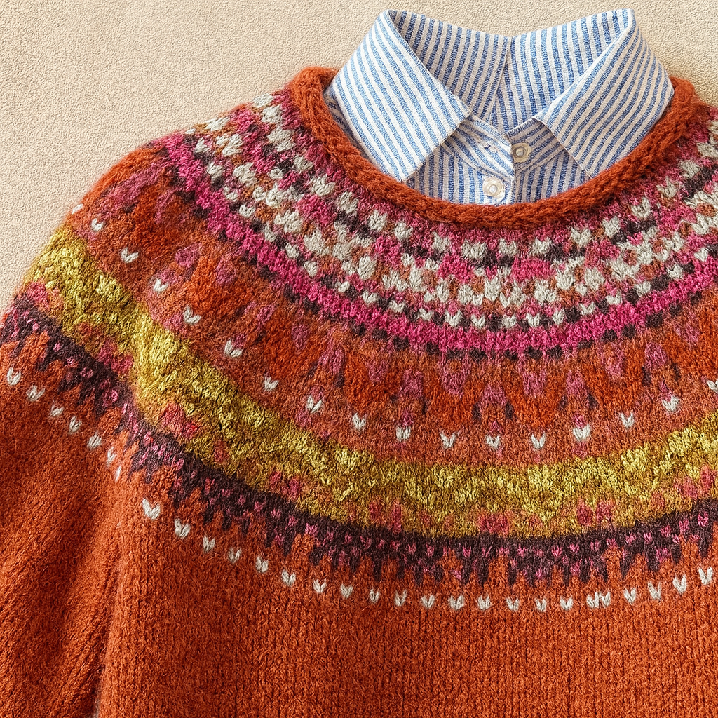 Eliza - Women's Fair Isle Crew Neck Sweater