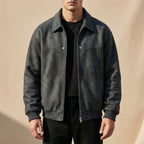 Elliott - Men's Suede Bomber Jacket with Ribbed Cuffs