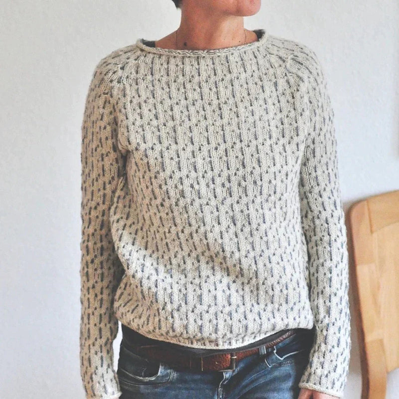 Elowen - Women's Textured Knit Sweater with Flecked Pattern