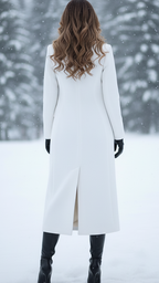 Erica - Women's Double-Breasted Longline Coat with Gold-Tone Buttons