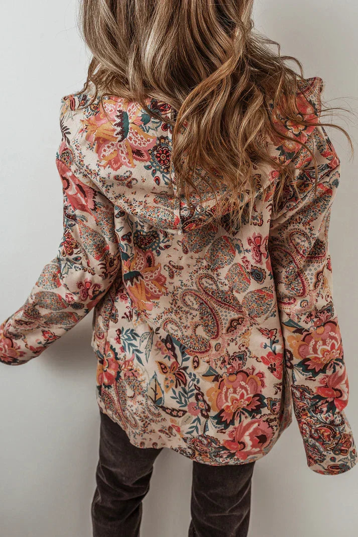 Eula - Women's Floral Paisley Blazer with Sherpa Lining