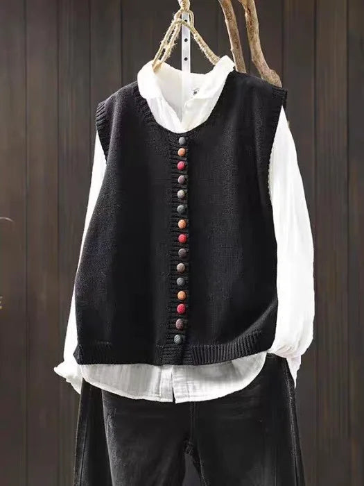 Giselle - Women's Button-Front Knit Vest Cardigan