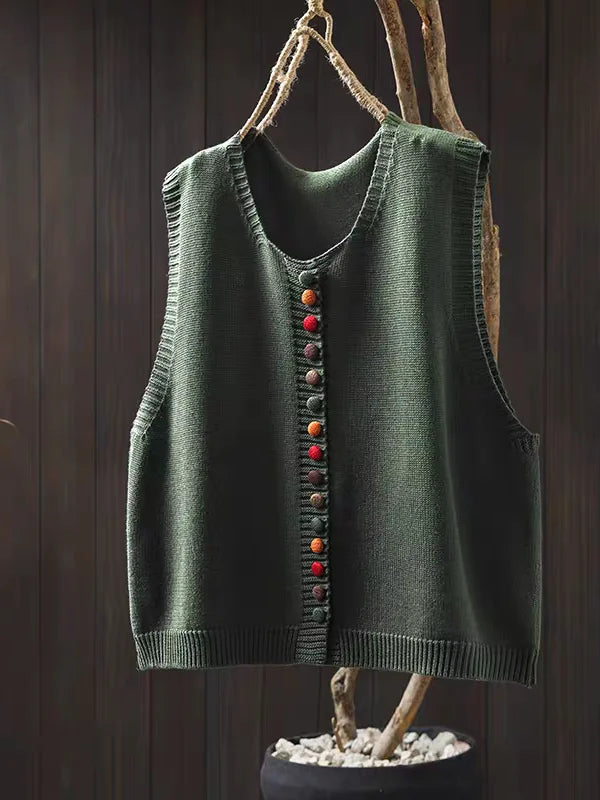 Giselle - Women's Button-Front Knit Vest Cardigan