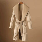Grace - Women's Belted Shawl Collar Quilted Puffer Coat